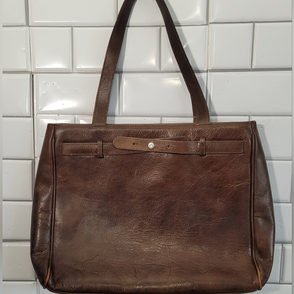 Brooks Brothers Handbags - BROOKS BROTHERS Vintage Ladies Dark Brown Distressed Leather Tote Medium Size